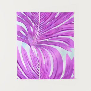 Tropical Pink Palm Tree Leaves  Tapestry