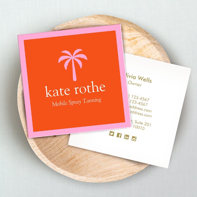 Tropical  Pink Palm Tree Mobile Spray Tanning  Cal Calling Card (Creator Uploaded)