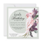 Tropical Pink Parrot and Sage Floral 60th Birthday