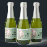 Tropical Pink Protea Floral on Mint MINI Sparkling Wine Label<br><div class="desc">A beautiful hand painted watercolor pink protea floral blossom on a mint green background,  PERSONALIZE these mini sparkling wine bottle labels for party favors,  holiday gifts or to serve at your party. CHANGE the background color to anything! MATCHING items in our store --> http://bit.ly/2TLWeM5 <--</div>