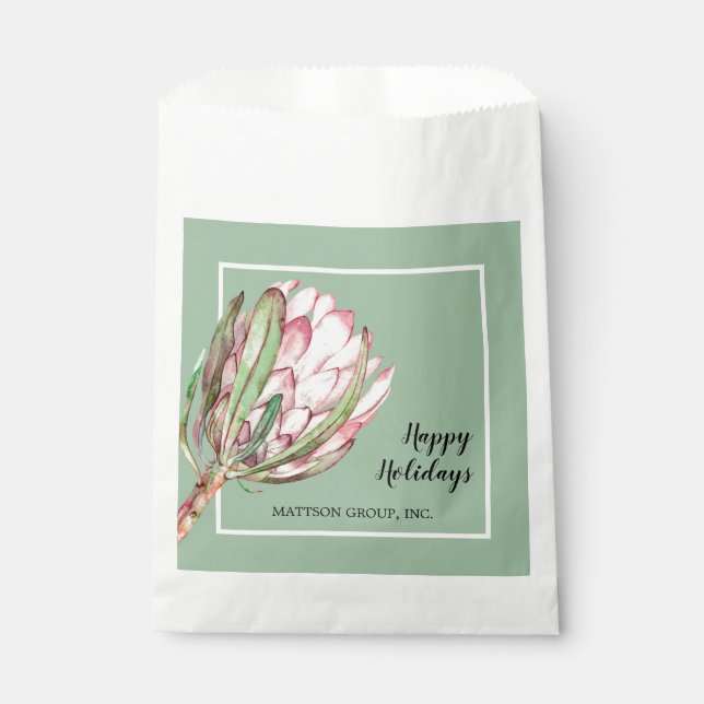 Tropical Pink Protea Floral Treat Party Favour Bags (Front)