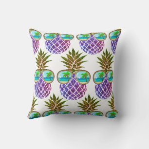 Tropical pink purple pineapple cushion