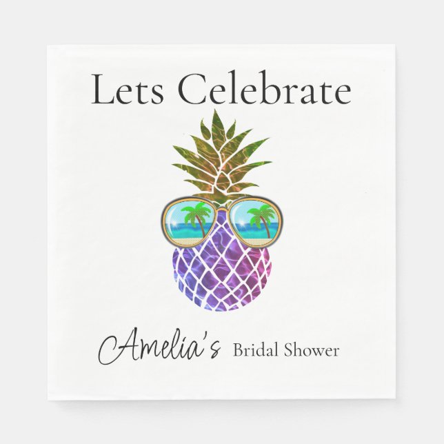 Tropical pink purple pineapple napkin (Front)