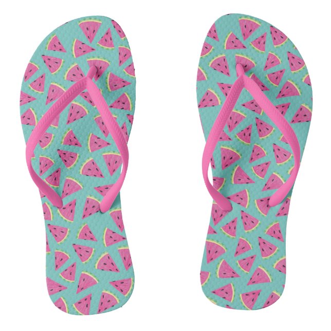 Tropical Pink Summer Watermelon Pattern Jandals (Footbed)
