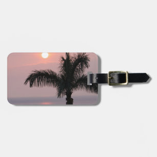 Tropical Pink Sunset and Palm Luggage Tag