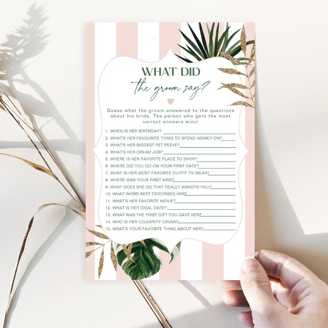 Tropical pink What did the groom say bridal shower (Creator Uploaded)