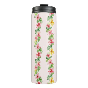 Tropical Pink Yellow Hibiscus Flowers  Thermal Tumbler