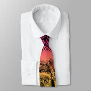 Tropical Pink Yellow Sunset Modern Minimalist Tie