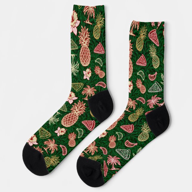 Tropical Pizza Socks Hawaiian-Style (Left)