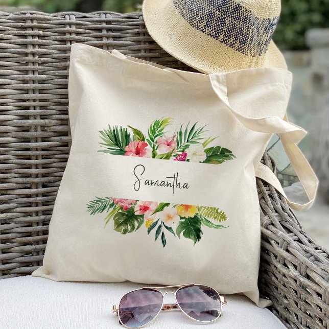 Tropical Plam Floral Bridesmaid Personalised Tote Bag (Creator Uploaded)