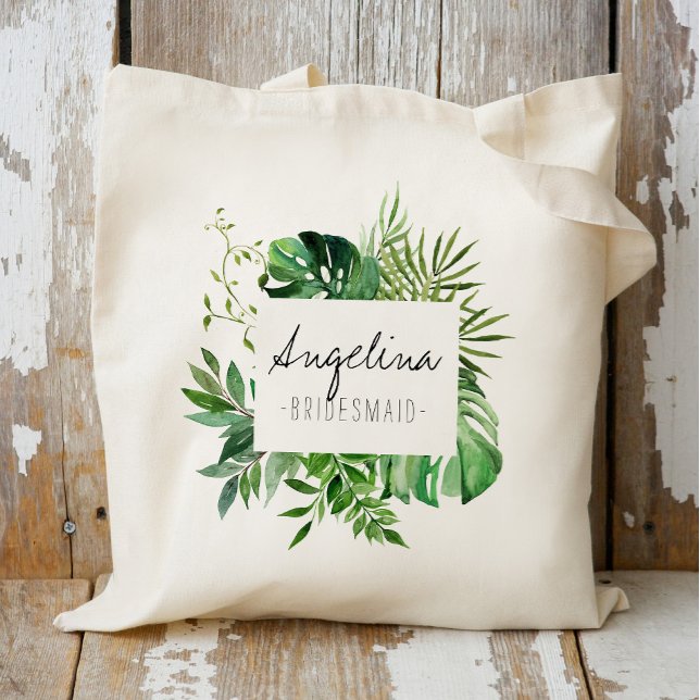 Tropical Plam Leaf Personalised Bridesmaid Tote Bag (Creator Uploaded)