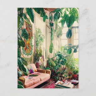 Tropical Plant Lovers Paradise Living Room Postcard