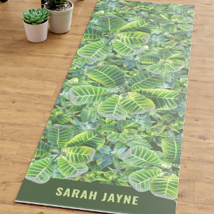 Tropical Plant Pattern Name Lush Green Yoga Mat