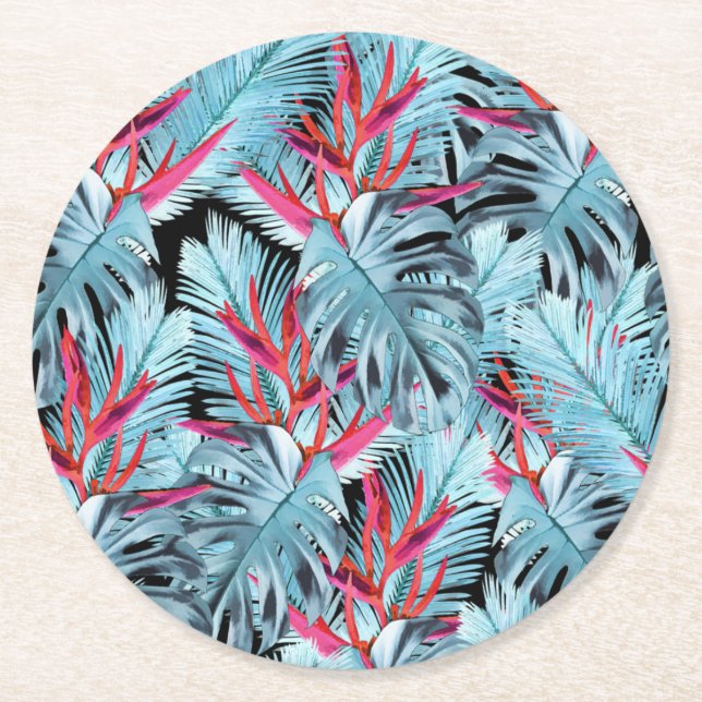 Tropical plants 1 . l round paper coaster (Front)