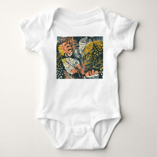 Tropical plants: abstract artistic pattern. baby bodysuit