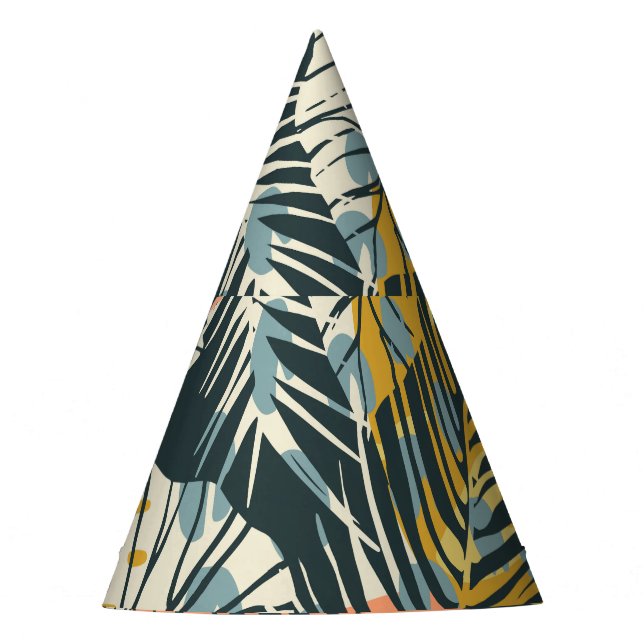 Tropical plants: abstract artistic pattern. party hat (Front)
