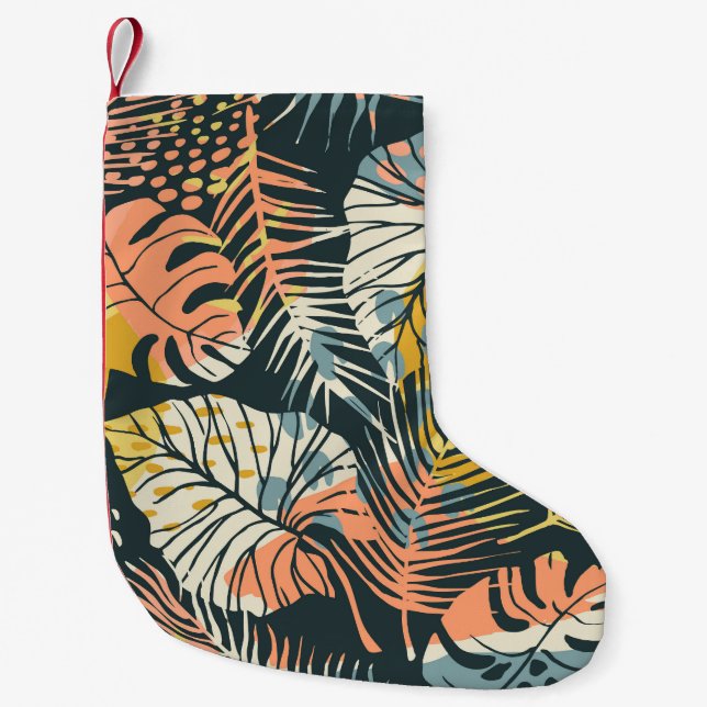 Tropical plants: abstract artistic pattern. small christmas stocking (Front)