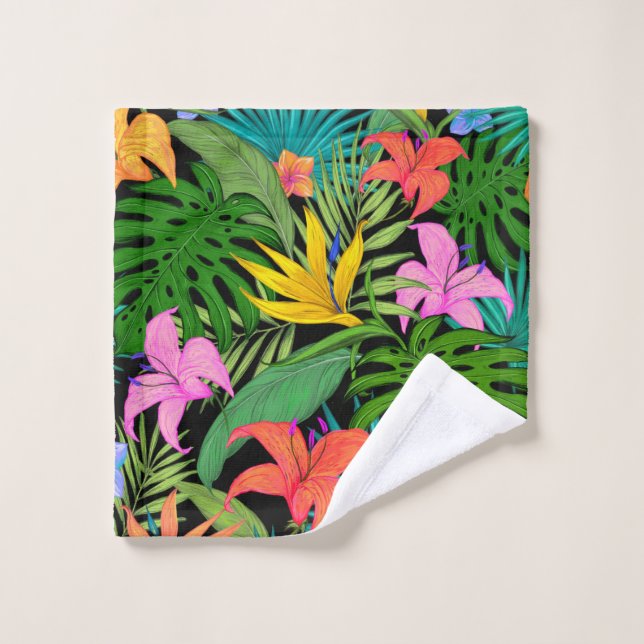 Tropical Plants and Colourful Flowers Wash Cloth (Wash Cloth)