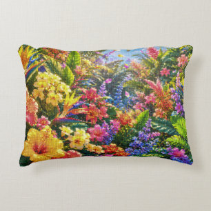 Tropical Plants and Flowers on a Sunny Day Decorative Cushion
