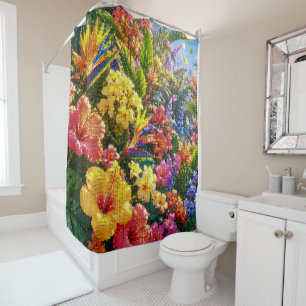 Tropical Plants and Flowers on a Sunny Day Shower Curtain