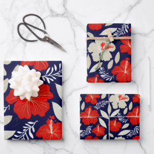 Tropical plants and flowers pattern wrapping paper sheet