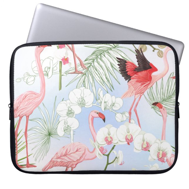Tropical plants and flowers. Seamless pattern, bac Laptop Sleeve (Front)