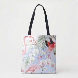 Tropical plants and flowers. Seamless pattern, bac Tote Bag