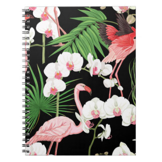 Tropical Plants Birds Coloured Illustration Notebook