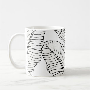 Tropical plants, flowers, jungle sketch. coffee mug
