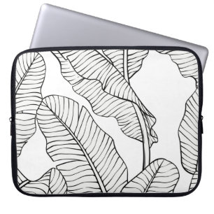 Tropical plants, flowers, jungle sketch. laptop sleeve