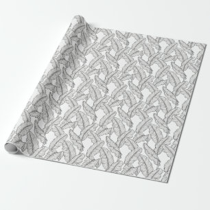 Tropical plants, flowers, jungle sketch. wrapping paper