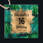 Tropical Plants Gold 16th Birthday Personalised Favour Tags<br><div class="desc">Make your own personalised party favour tags or gift tags featuring your text on a gold faux foil square over a tropical plants print pattern with your thank you message on the back. All text and fonts can be changed to any event. LOTS OF STYLES to choose from in our...</div>