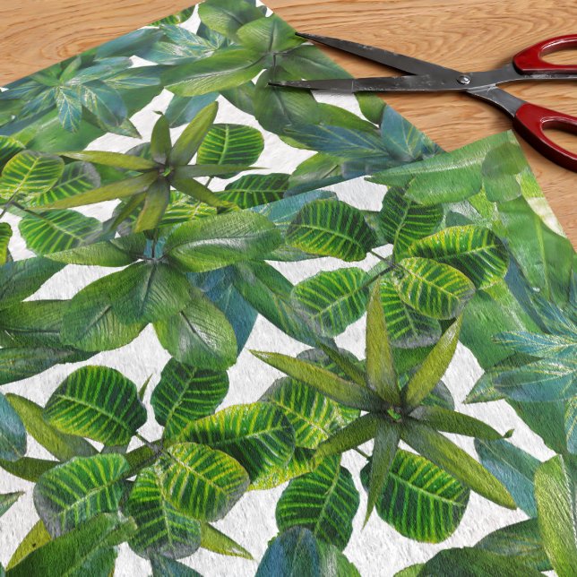 Tropical Plants Jungle Foliage Pattern Green White Tissue Paper (🌱Perfect tropical plant tissue paper for all your tropical plant tissue paper needs 🌱)