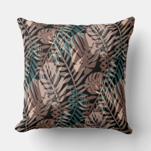 Tropical plants, jungle, tropics , beige ,leaves cushion