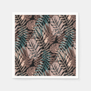 Tropical plants, jungle, tropics , beige ,leaves   napkin