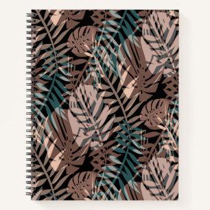 Tropical plants, jungle, tropics , beige ,leaves notebook