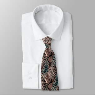Tropical plants, jungle, tropics , beige ,leaves   tie