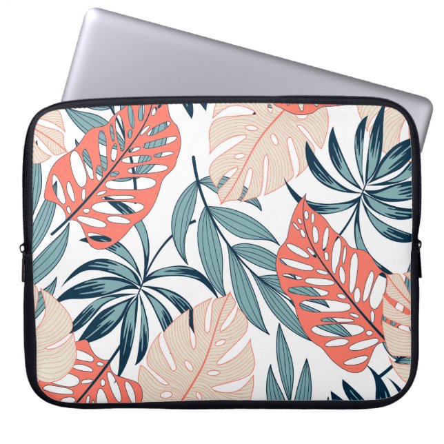 Tropical Plants Leaves Fashion Print Laptop Sleeve (Front)
