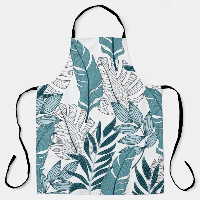 Tropical Plants Leaves Vintage Wallpaper. Apron (Front)