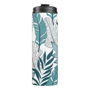 Tropical Plants Leaves Vintage Wallpaper. Thermal Tumbler