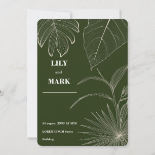 Tropical plants line illustration. invitation