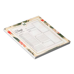 Tropical plants monogram day planner notepad