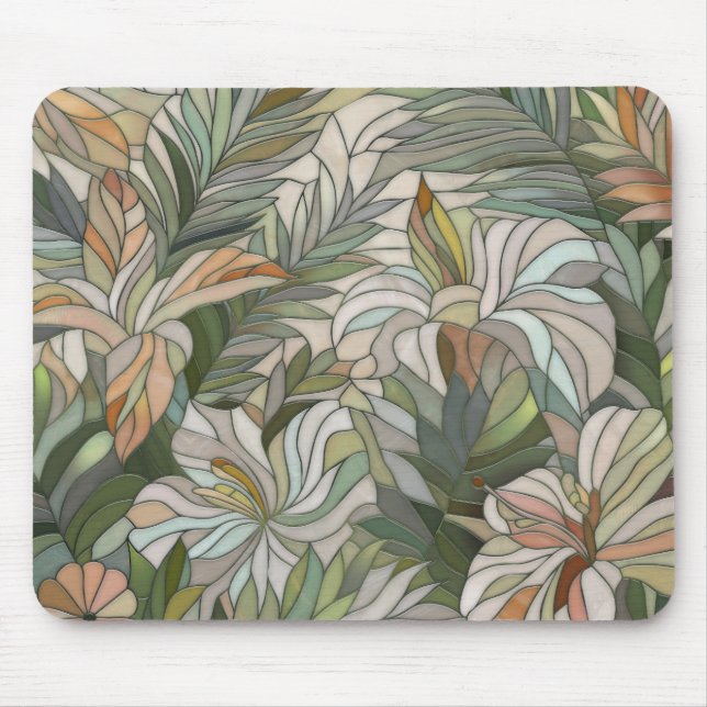 Tropical plants Mosaic Digital Art Mouse Pad (Front)