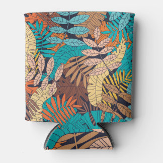 Tropical plants, palm leaves, seamless pattern. can cooler
