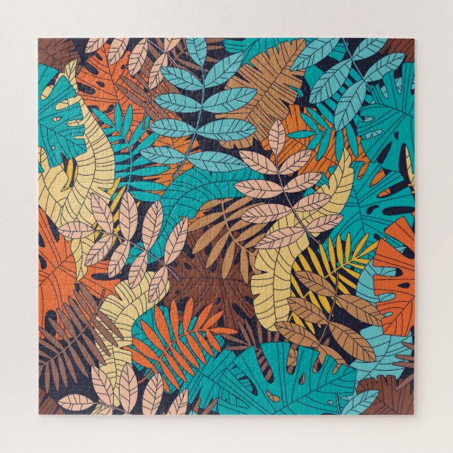 Tropical plants, palm leaves, seamless pattern. jigsaw puzzle (Vertical)