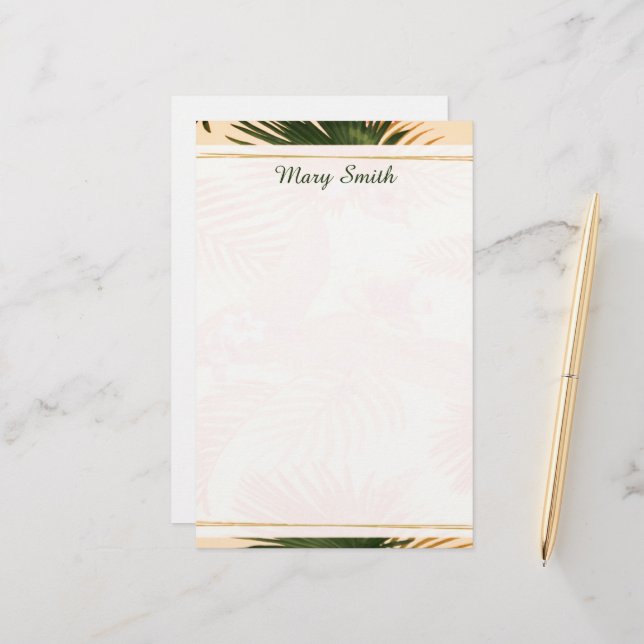 Tropical plants personalised  stationery (Front/Back In Situ)