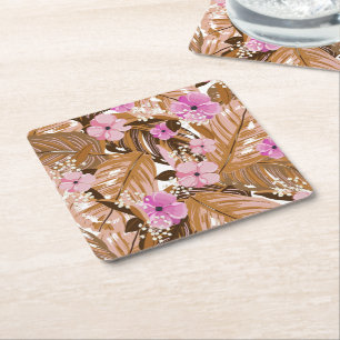 Tropical Plants Square Paper Coaster