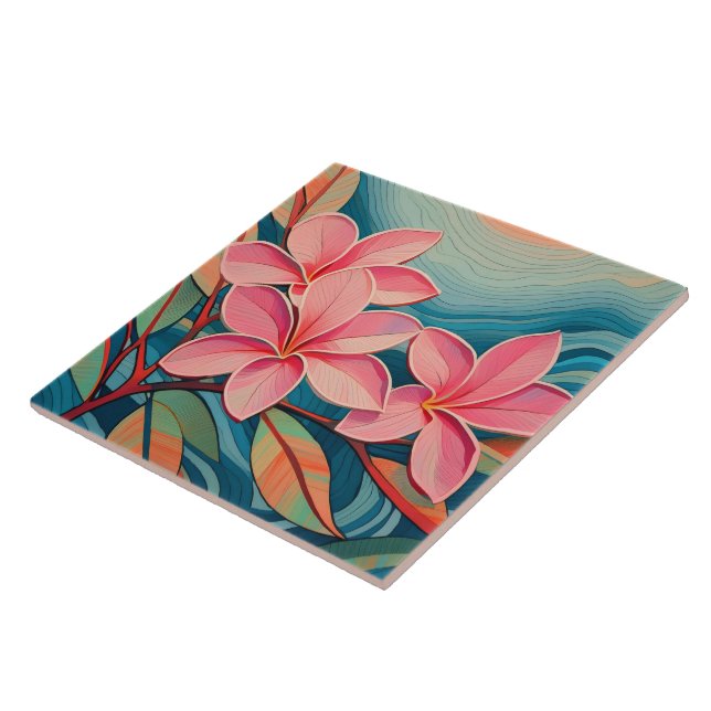 Tropical plumeria art tile (Side)