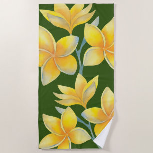 Tropical plumeria beach towel