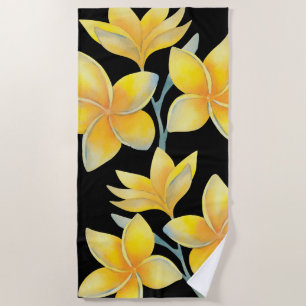 Tropical plumeria beach towel